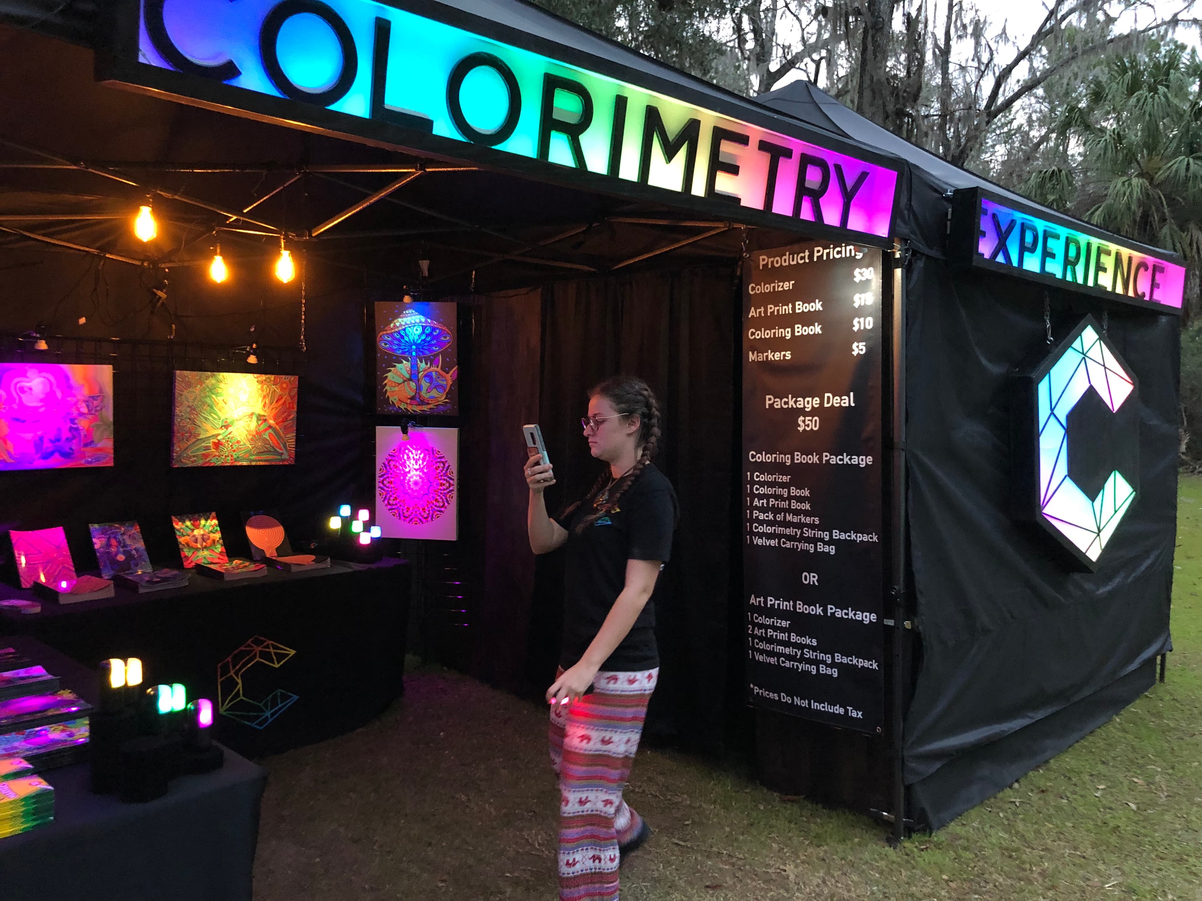 Colorimetry festival custom tent design, Eclectic Electric event production Melrose FL