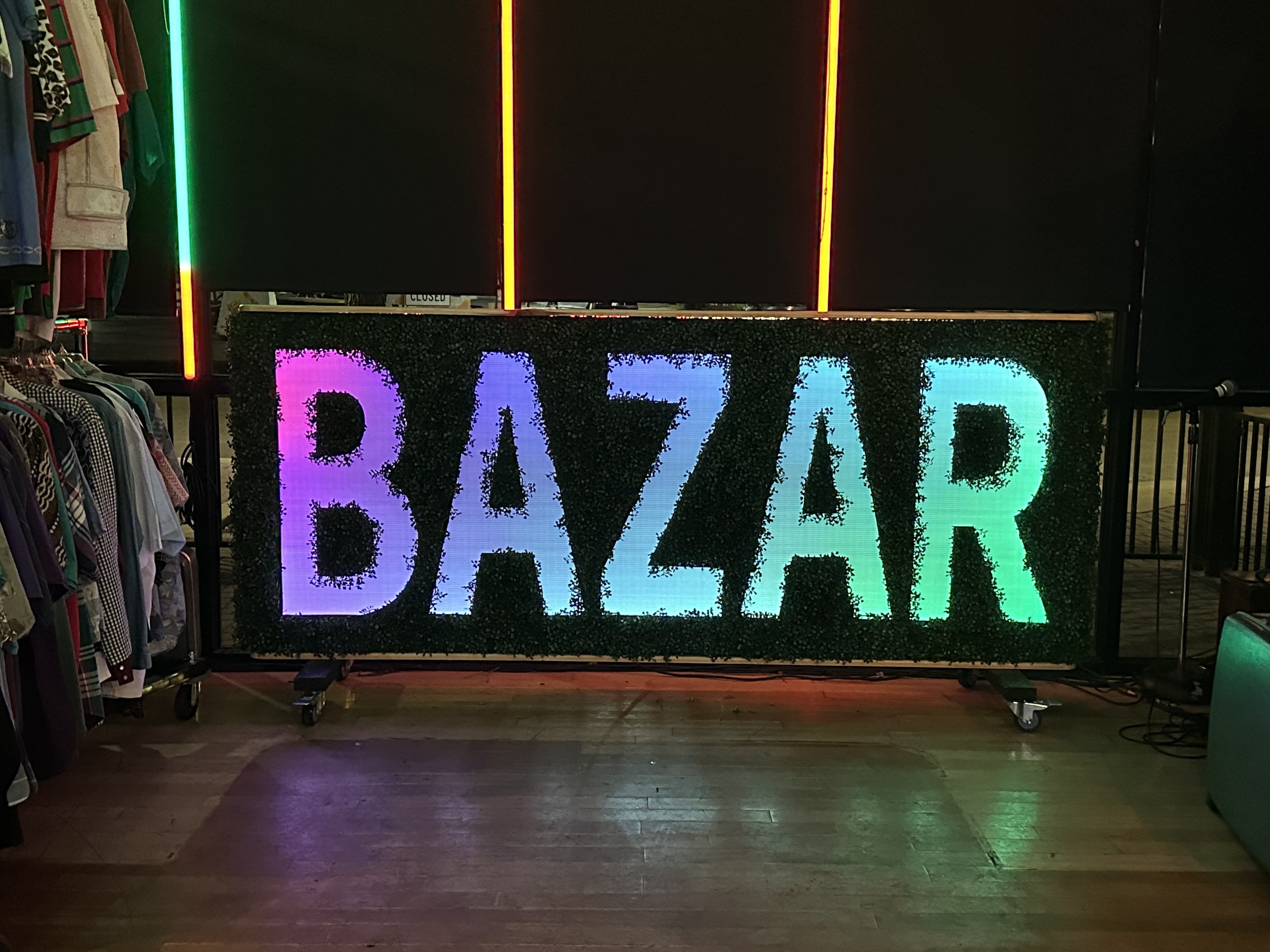 Illuminated channel letters at night